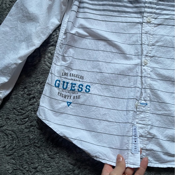 GUESS Kids White Button Down Shirt L (16/18) - Picture 3 of 8